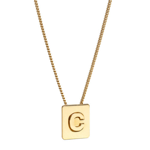 CELINE/賽琳 經典ALPHABET系列 金色飾面黃銅字母C墜飾項鏈46N0C6BRA.35OR