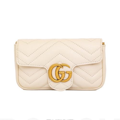 GUCCI/古馳  GG Marmont 絎縫皮革手袋單肩斜挎包 超迷你 女包