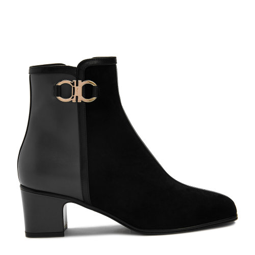 Salvatore Ferragamo/菲拉格慕 黑色 女士GANCINI飾高跟及踝靴 733176-01R479