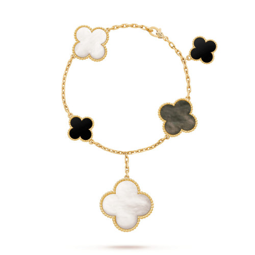Van Cleef & Arpels/梵克雅寶 Magic Alhambra 女士拼色復古魔術拼四葉草掛墜手鏈 VCARD78700