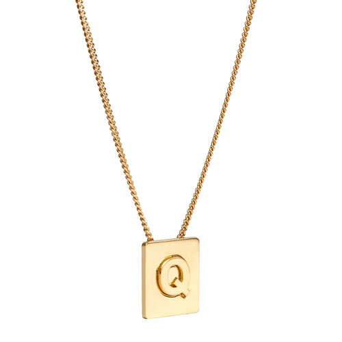 CELINE/賽琳 經(jīng)典款A(yù)LPHABET系列 男女同款金色飾面黃銅字母Q墜飾項鏈46N0Q6BRA.35OR