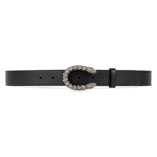 GUCCI/古馳 古琦  Dionysus系列 女士黑色皮革酒神扣皮帶腰帶  432142 AP0IN 8176