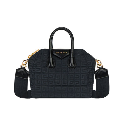 Givenchy/紀梵希 22新款 女士黑色刺繡帆布飾有壓花圖案拉鏈開合拆卸寬肩帶金色飾面單肩斜挎包BB500JB18Z-001