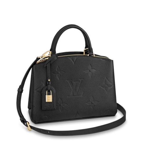 Louis Vuitton/路易威登 22春夏新款PETIT PALAIS系列 女士黑色壓紋粒面牛皮老花壓花金扣金鎖單肩斜挎手提包M58916