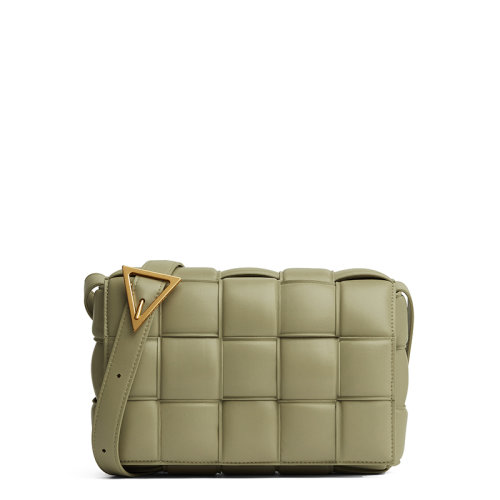 Bottega Veneta/葆蝶家 22新款Padded Cassette系列 女士洞石綠色Intreccio羊皮革編織單肩斜挎包591970VCQR12916
