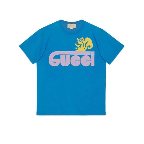  GUCCI古馳 22年秋冬 男士 復古Gucci鼬印花T恤 548334 XJEUJ 4199