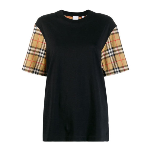 BURBERRY/博柏利張韶涵同款 女裝 服飾 經典格紋 白色 圓領休閑寬松 女士短袖T恤 8014895
