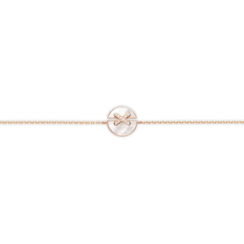 Chaumet/尚美  Jeux de Liens Harmony系列 女士18k金玫瑰金珍珠母貝手鏈 鑲嵌明亮切割鉆石084231